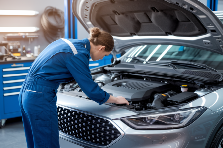 mecanicien-dos-moteur-voiture-garage