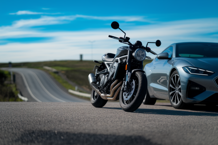 moto-voiture-moderne-route-ouverte